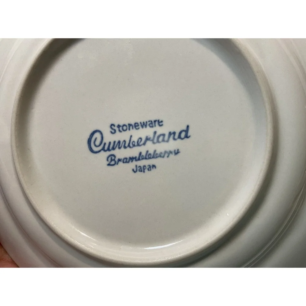 Cumberland Stoneware Brambleberry Saucers‎ Set of 5 Blue Rim Japan